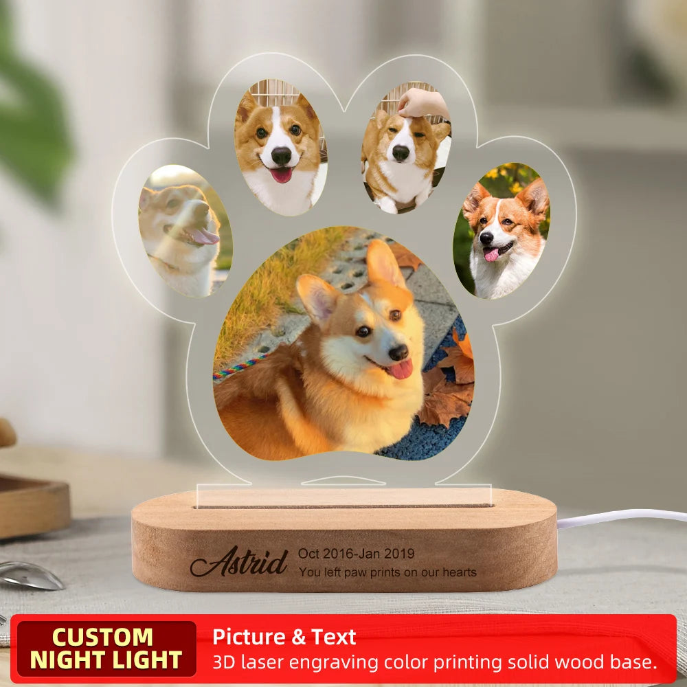 Custom Dog Photo Night Light Gift