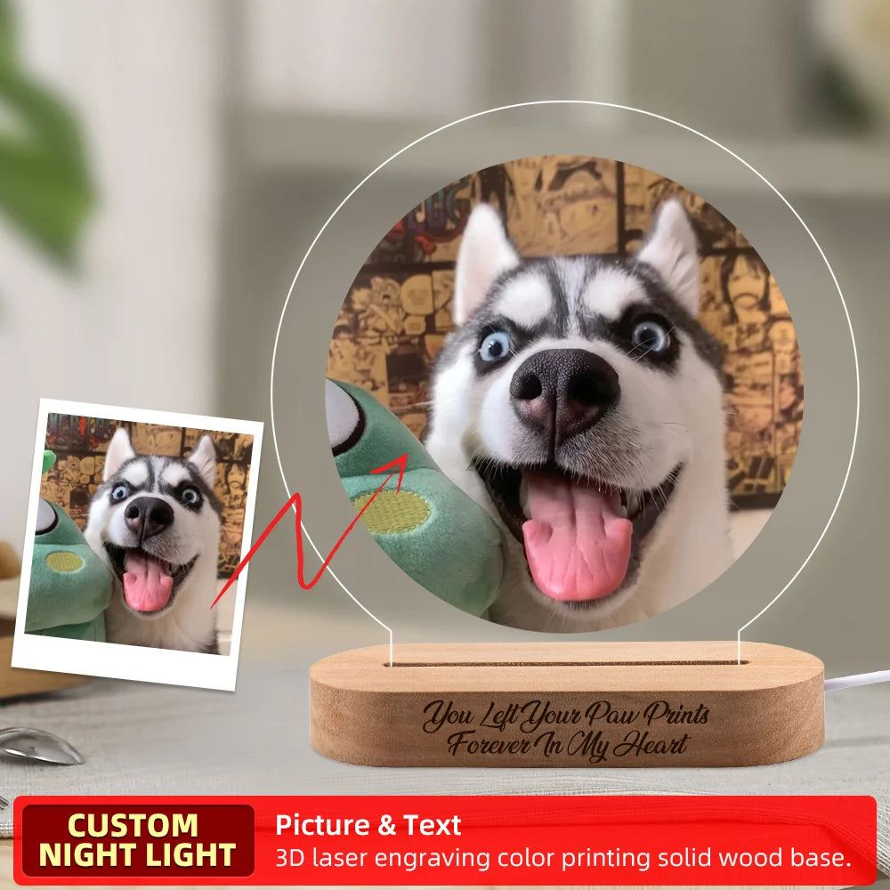 Custom Dog Photo Night Light Gift