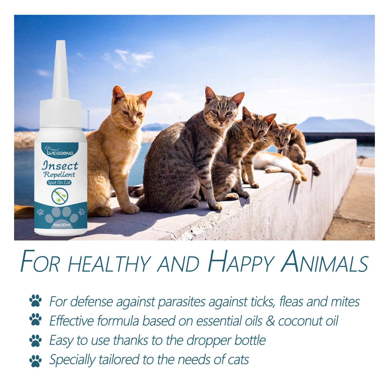 50ml Pet Anti-Flea Drops for Cats & Dogs