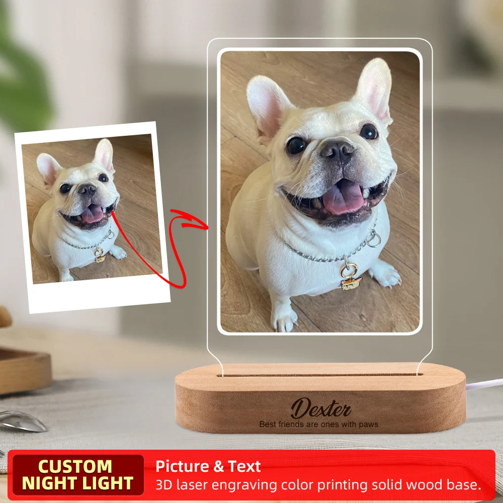 Custom Dog Photo Night Light Gift