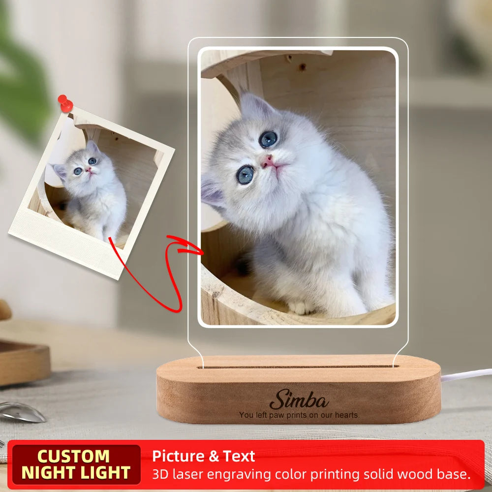 Custom Dog Photo Night Light Gift