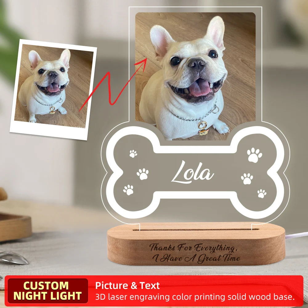 Custom Dog Photo Night Light Gift