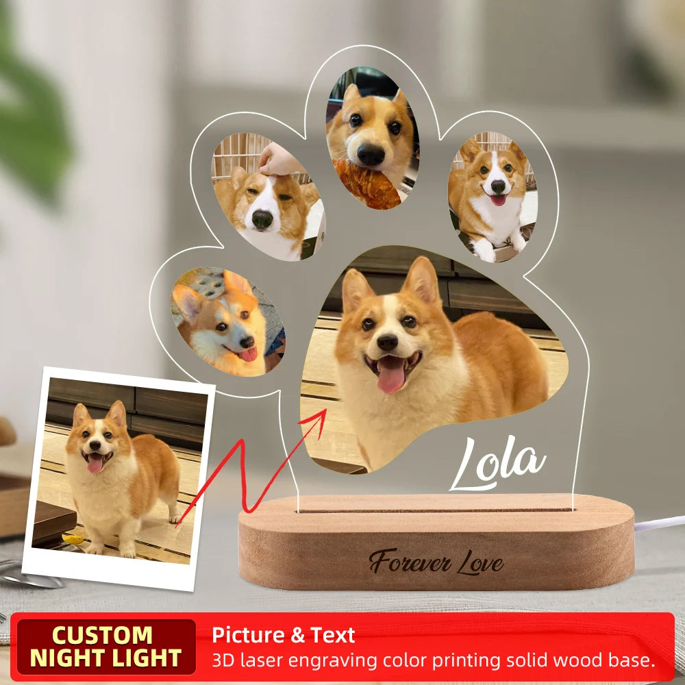 Custom Dog Photo Night Light Gift