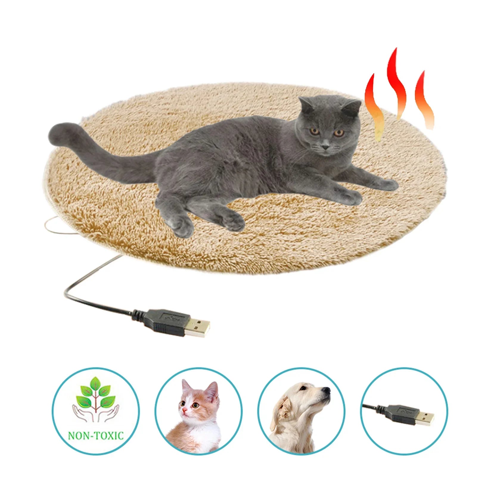Pet Heating Pad – Constant Temp USB Plush Mat (28°C)