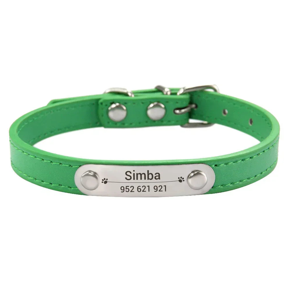 Personalized Engraved Leather Dog Collar — Stylish, Custom & Made to Last!