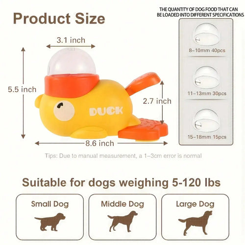 2-In-1 Duck Slow Feeder Bowl & Puzzle Toy for Dogs — Anti-Gulping + Treat Dispenser (Yellow)