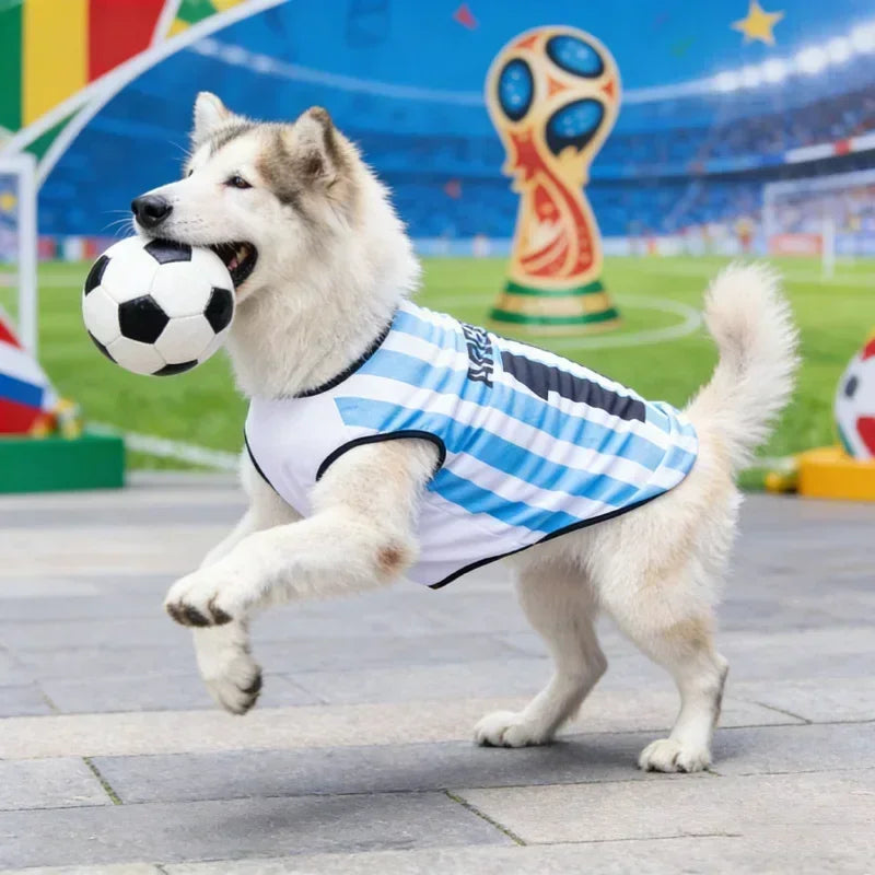 Breathable Mesh Pet Football Jersey — World Cup National Team Themed T-Shirt Vest for Dogs & Cats!