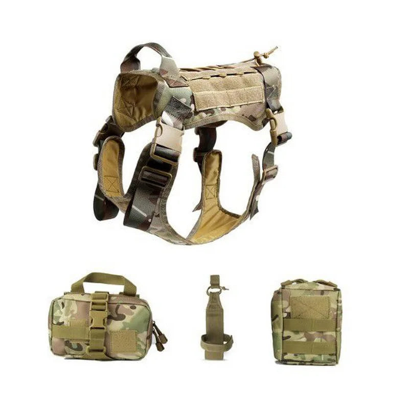 Camouflage Tactical Dog Harness & Training Vest — Built Tough for Adventure Pups!