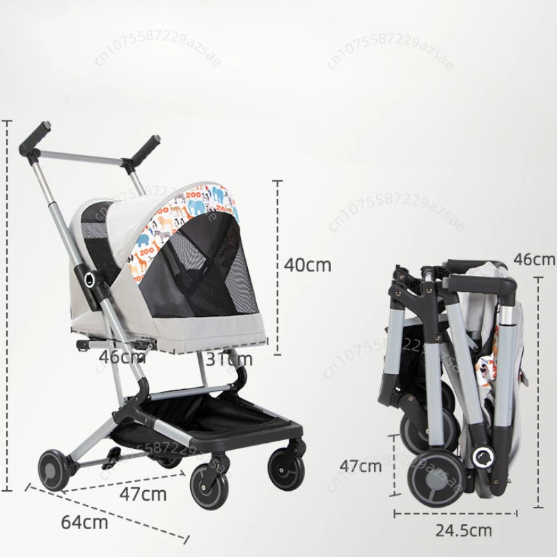 Portable Pet Stroller – Ultra-light & Foldable (Two Cats)