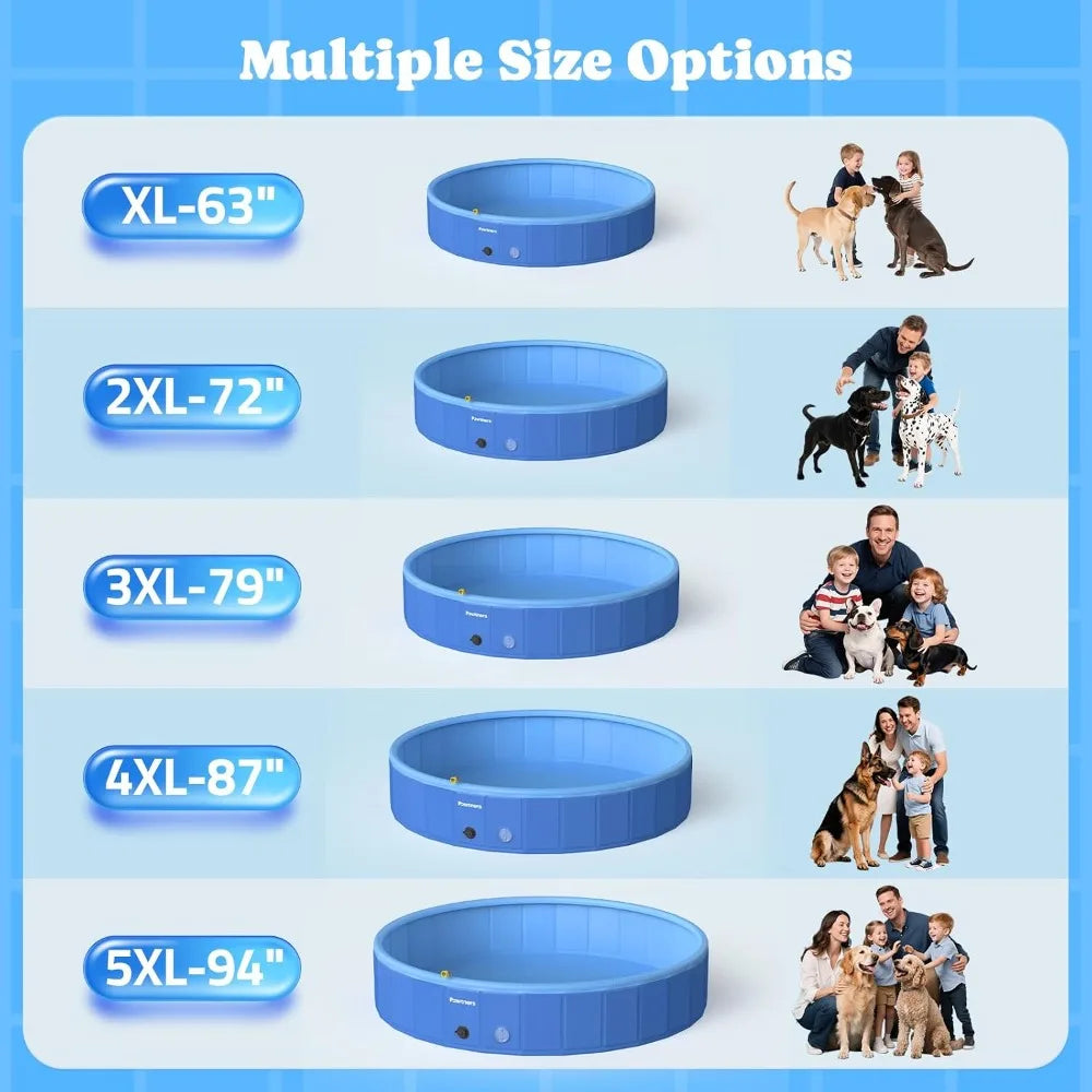 Foldable Dog Pool with Sprinkler & LED Light