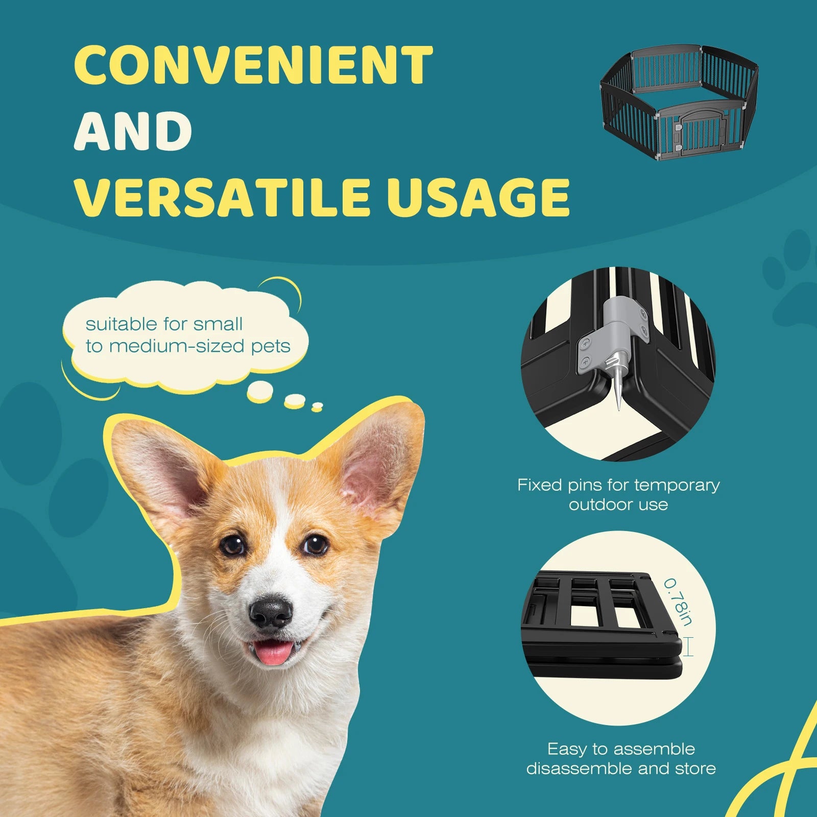 JHK 6-Panel Plastic Dog Playpen (24 in)