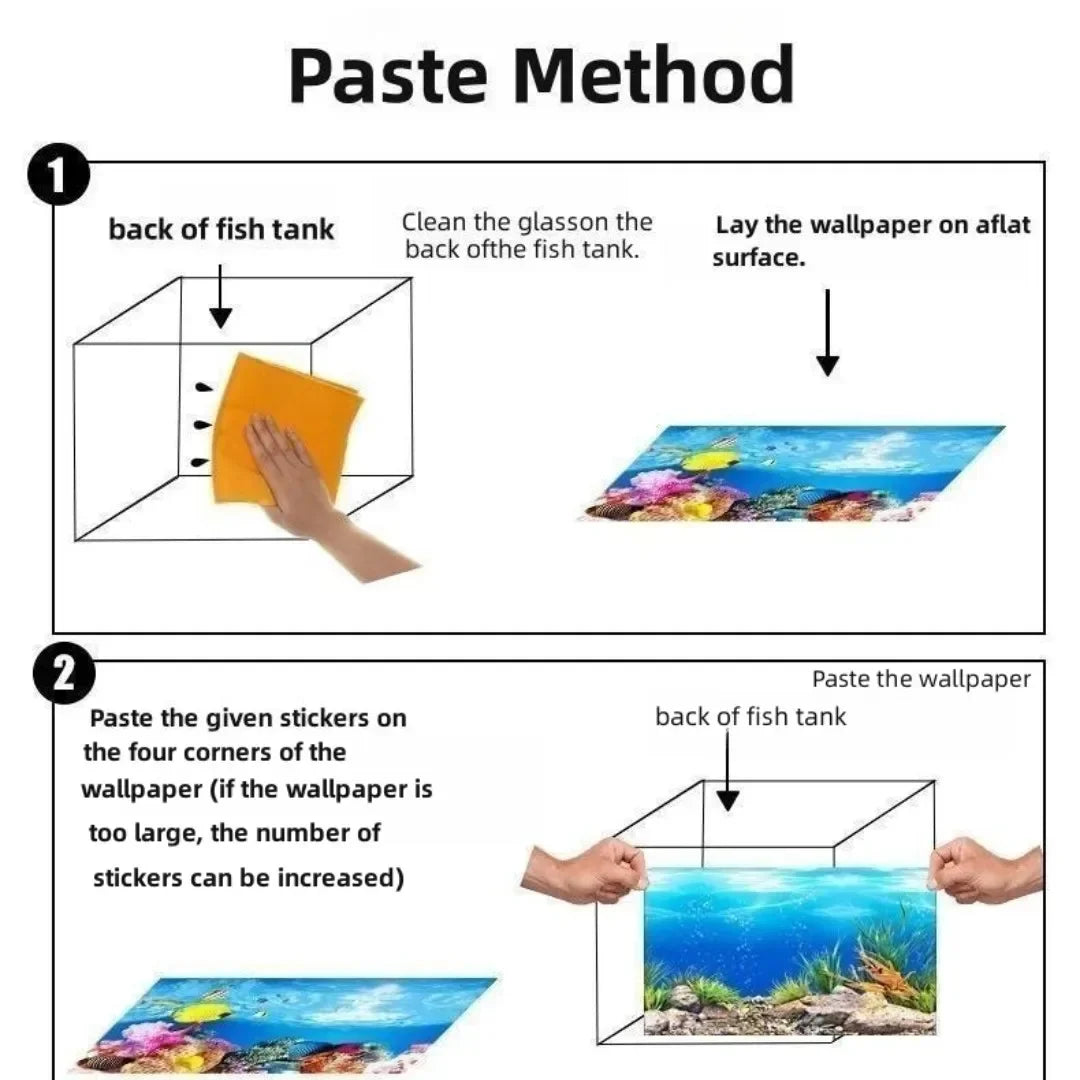 3D Aquarium Background Sticker & Fish Tank Decoration Poster — Double-Sided Ocean & Plant Landscape!