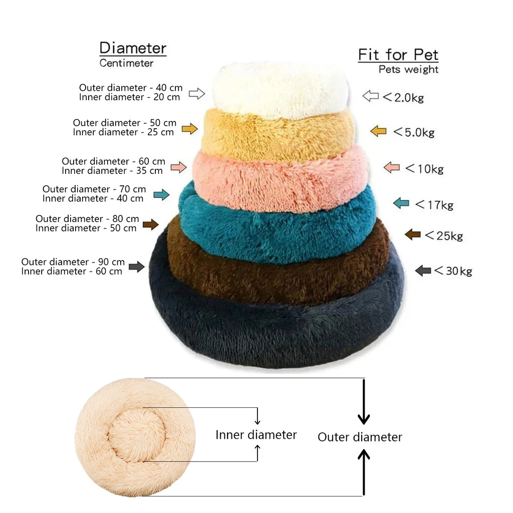 Round Plush Pet Bed — Super Soft Winter Warm Sleeping Bed for Dogs & Cats (6 Sizes, 40-90cm)!