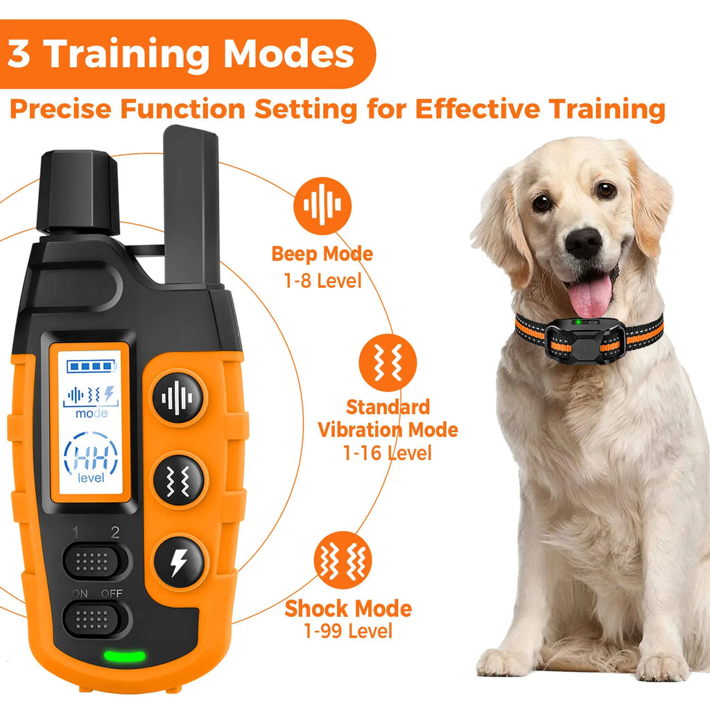 Electric Dog Training Collar with Remote — 3300Ft Range, Waterproof & Safe for 5-120lb Dogs!