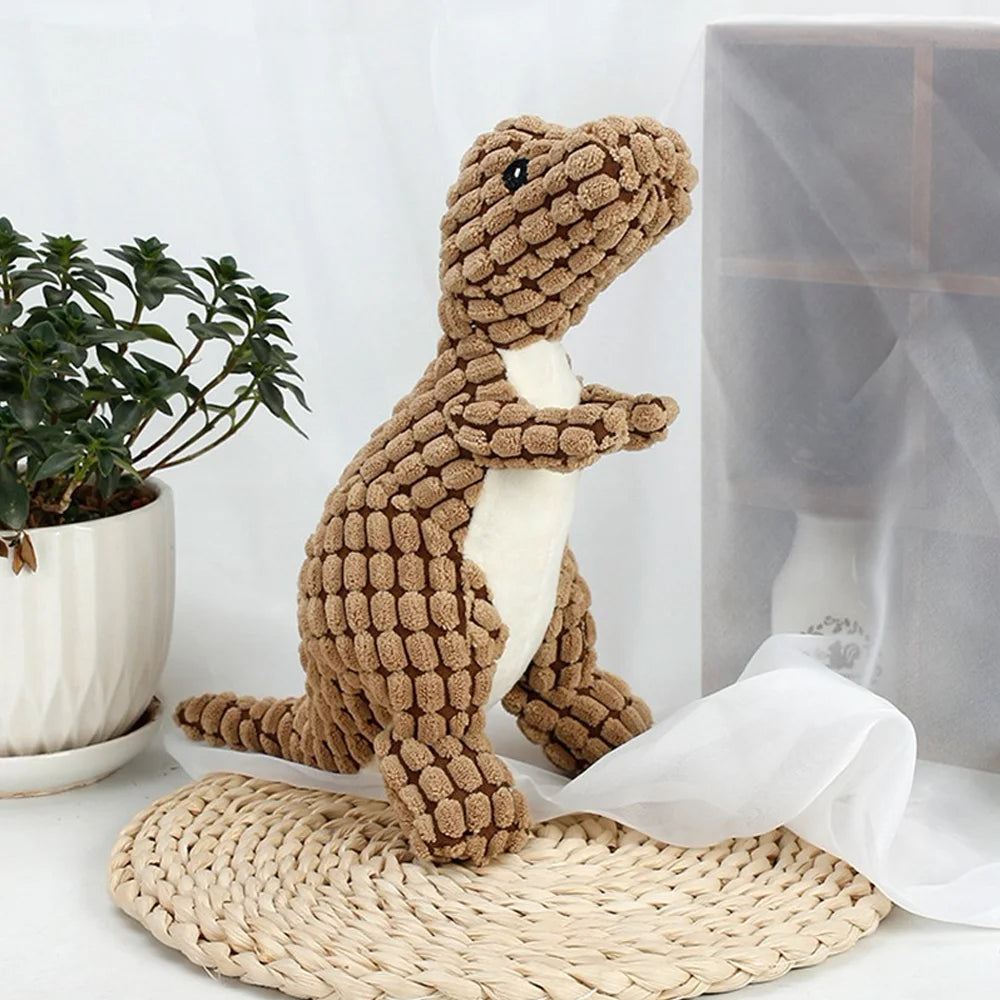 Plush Dinosaur Chew Toy for Small Dogs
