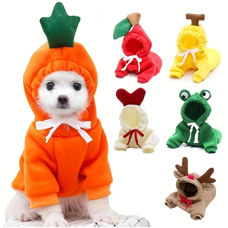 Fruit Print Fleece Hoodie — Small Dogs & Cats