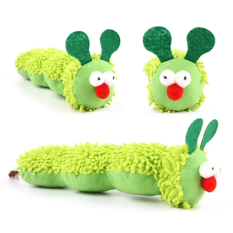 Caterpillar Catnip & Silvervine Molar Toy — Interactive Cat Teaser for Clean Teeth & Wild Play!