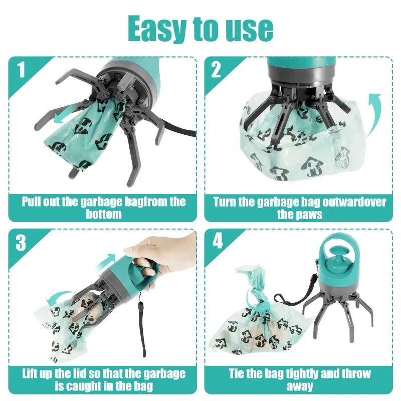 Portable Dog Poop Scooper with Built-In Bag Dispenser