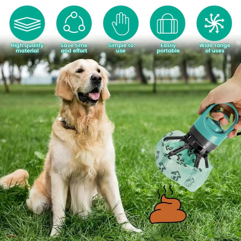 Portable Dog Poop Scooper with Built-In Bag Dispenser