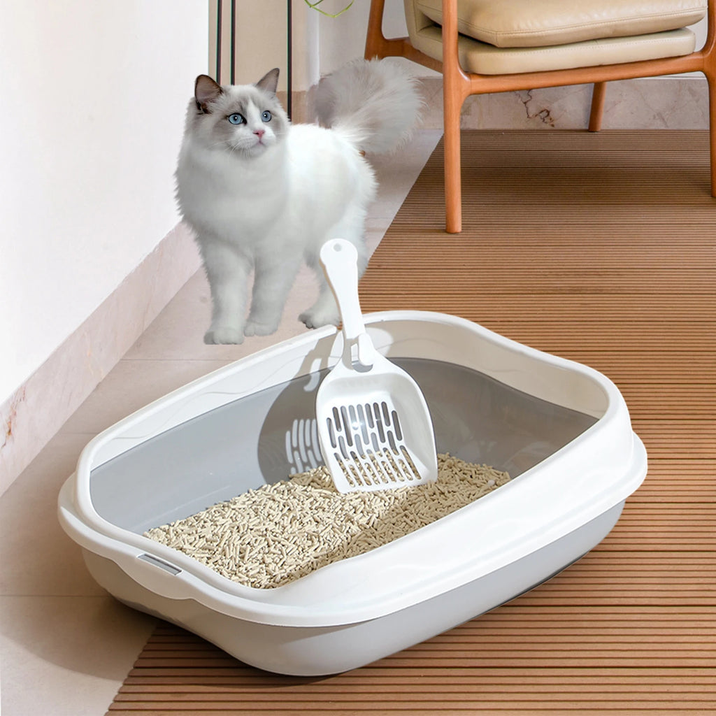 Semi-enclosed Cat Litter Box with Large Space