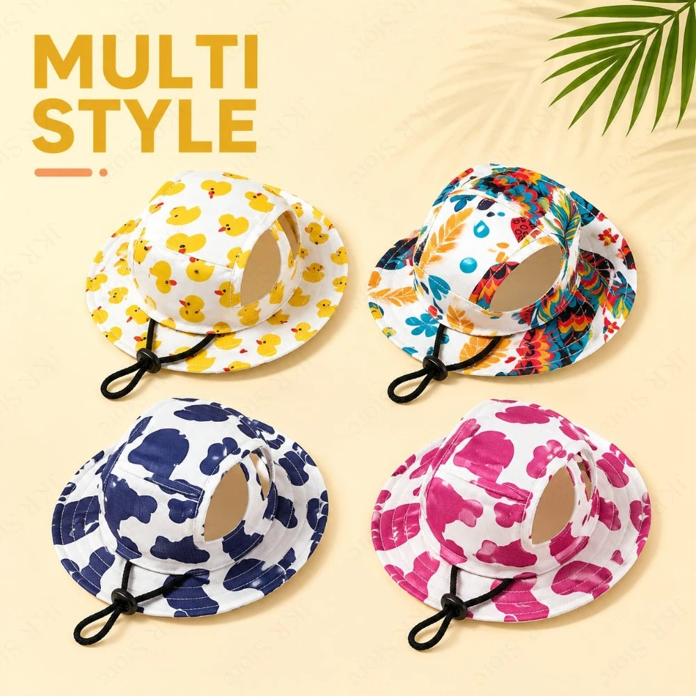 Adjustable Cute Print Dog Hat for Small & Medium Dogs