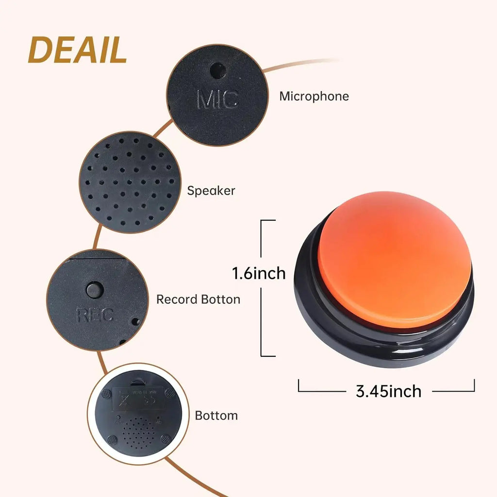 Voice Recording Button for Dogs — 8-Color Set (30s)