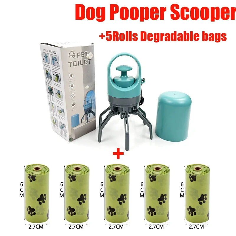 Portable Dog Poop Scooper with Built-In Bag Dispenser