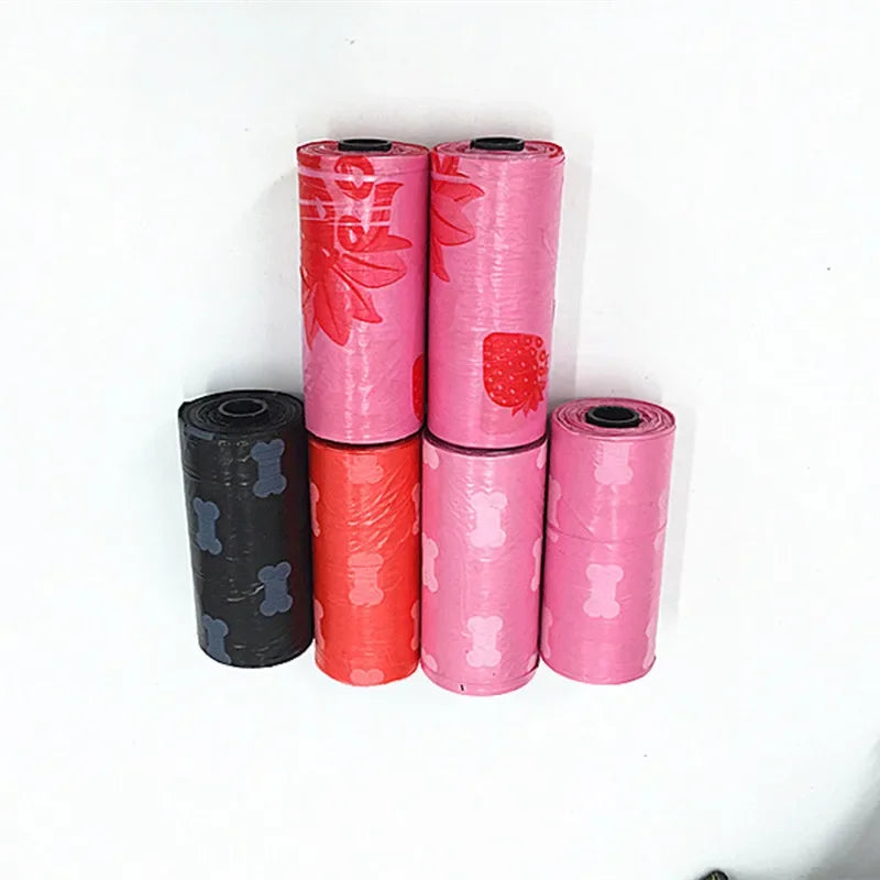 Degradable Dog Poop Bags with Fun Patterns — 10 Rolls, 150 Bags, Random Colors!