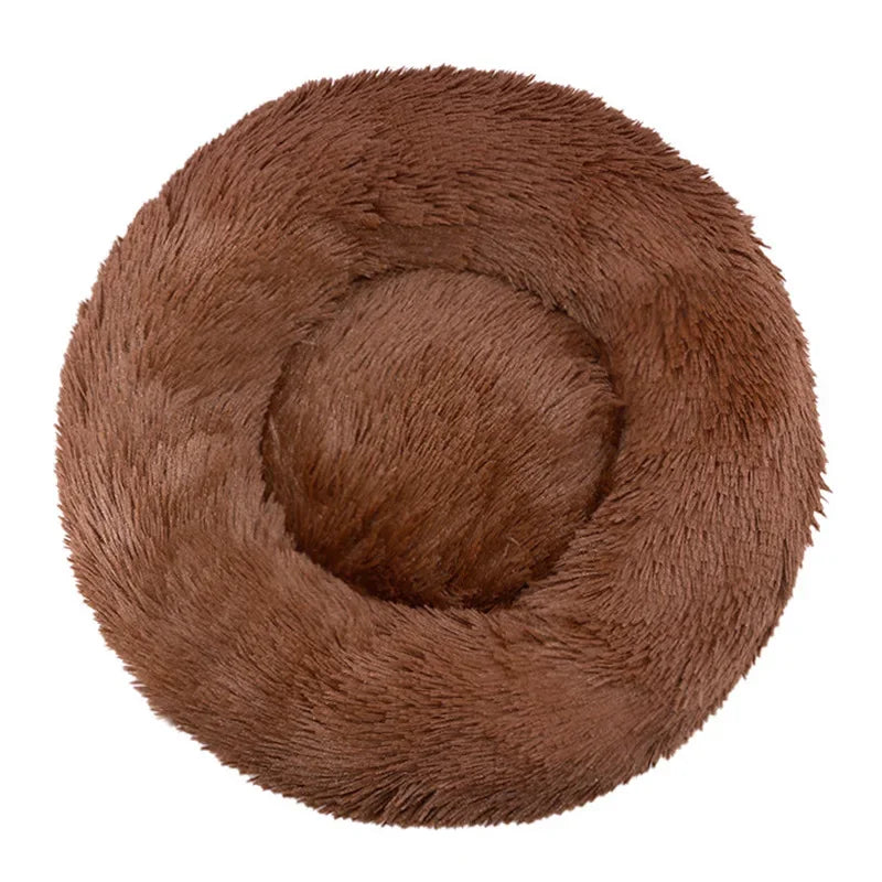 Round Plush Pet Bed — Super Soft Winter Warm Sleeping Bed for Dogs & Cats (6 Sizes, 40-90cm)!