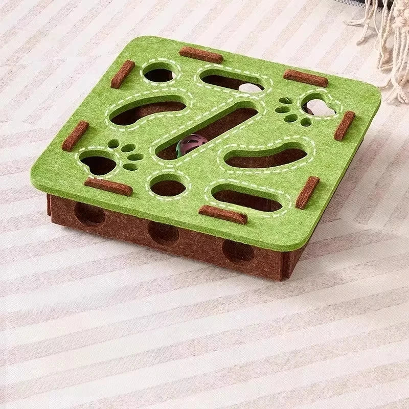 Cat Puzzle Feeder Box with Ball