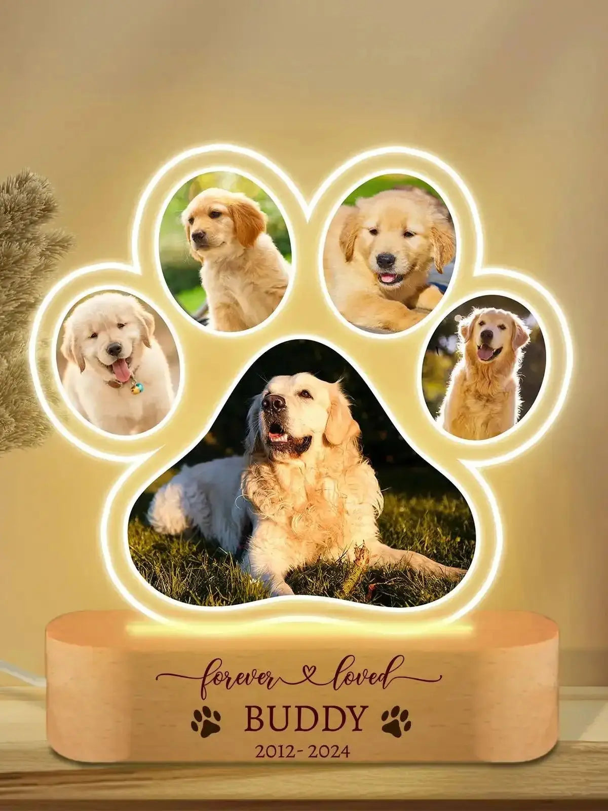 Custom Dog Photo Night Light Gift