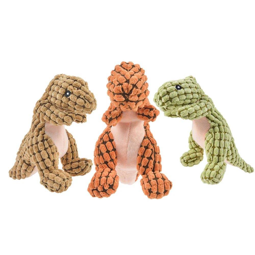 Plush Dinosaur Chew Toy for Small Dogs