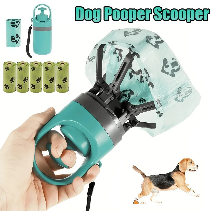 Portable Dog Poop Scooper with Built-In Bag Dispenser