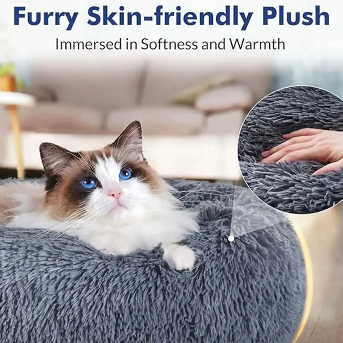 Round Plush Pet Bed — Super Soft Winter Warm Sleeping Bed for Dogs & Cats (6 Sizes, 40-90cm)!