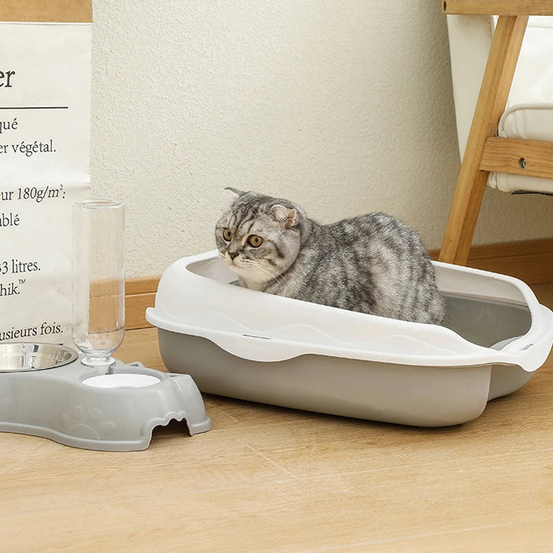 Semi-enclosed Cat Litter Box with Large Space