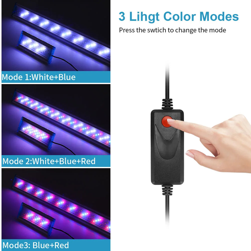 Ultra-Thin Clip-On LED Aquarium Light — Full Spectrum Plant Growth Lamp (18-75cm Expandable)!