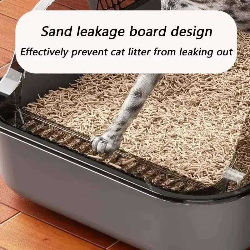 Semi-Enclosed Cat Litter Box Splashproof Kitten Tray