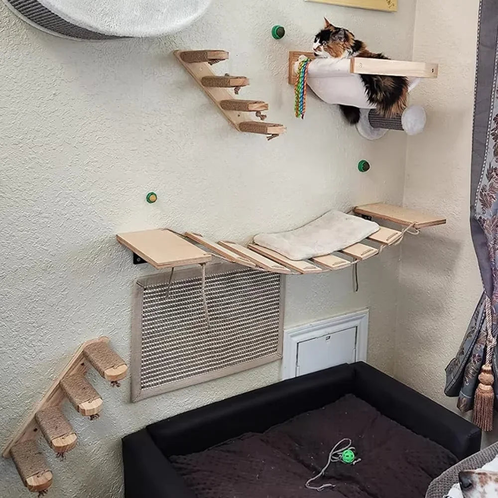 Wooden Cat Climbing Shelves (Wall Mount)