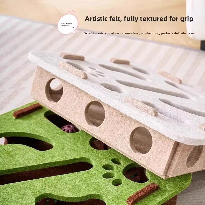 Cat Puzzle Feeder Box with Ball