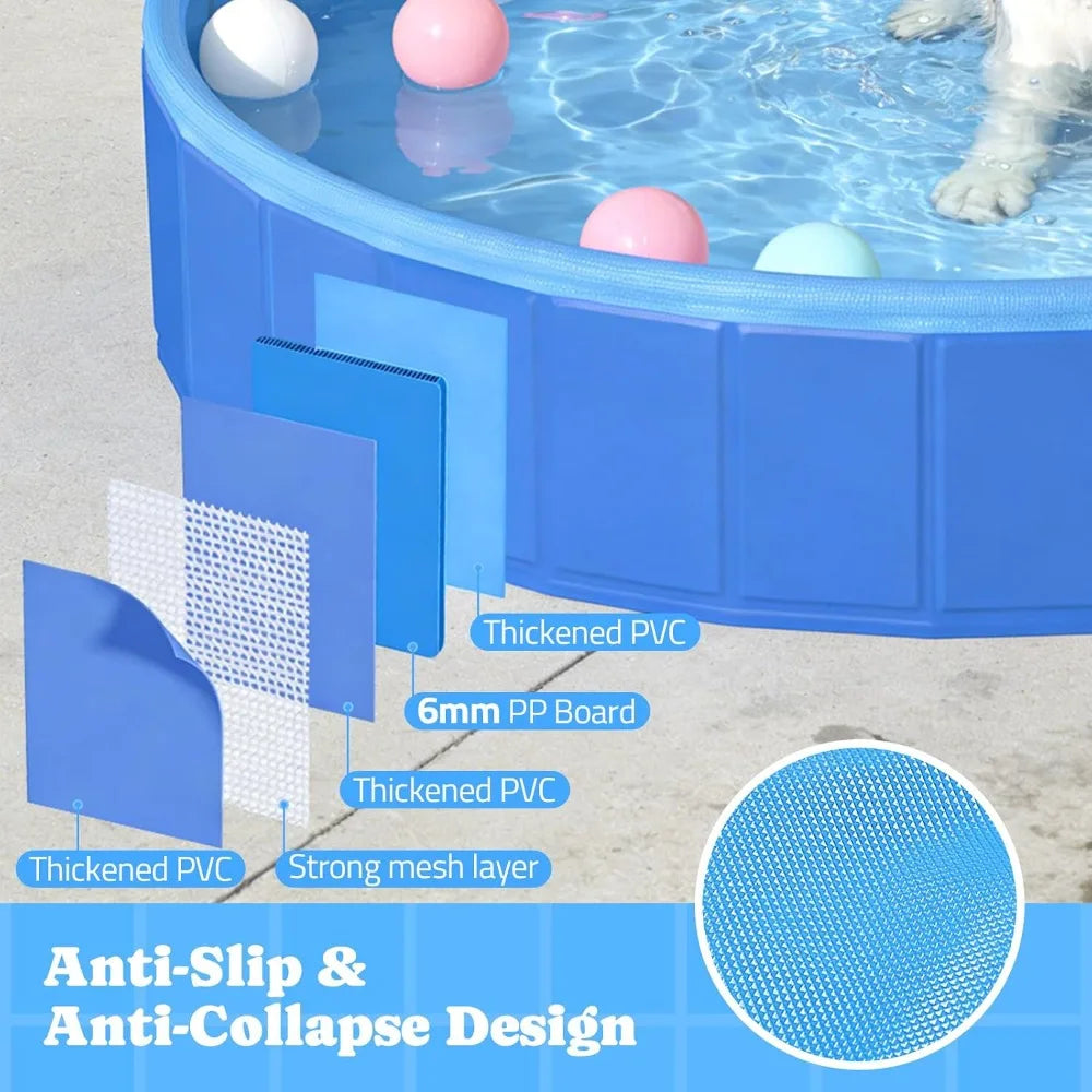 Foldable Dog Pool with Sprinkler & LED Light