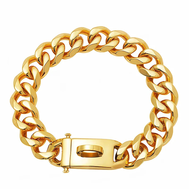 Gold Stainless Steel Dog Collar 19mm Wide