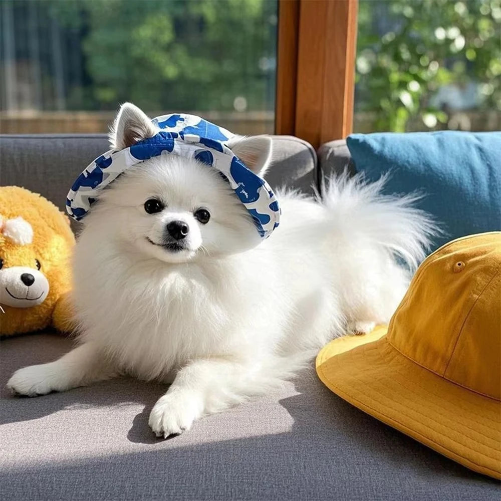Adjustable Cute Print Dog Hat for Small & Medium Dogs
