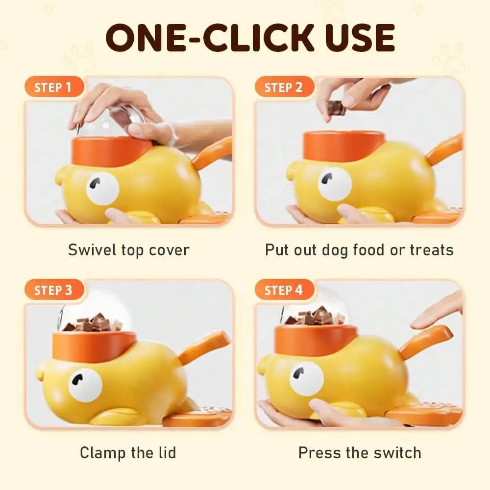 2-In-1 Duck Slow Feeder Bowl & Puzzle Toy for Dogs — Anti-Gulping + Treat Dispenser (Yellow)