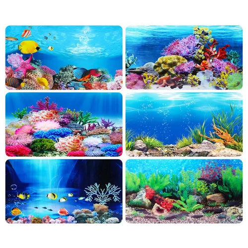 3D Aquarium Background Sticker & Fish Tank Decoration Poster — Double-Sided Ocean & Plant Landscape!