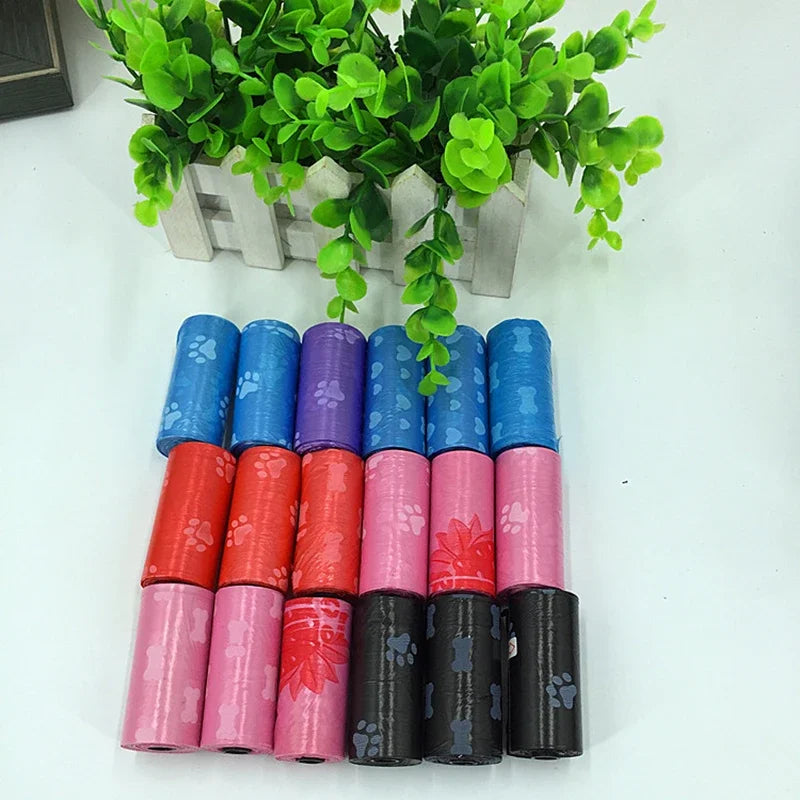 Degradable Dog Poop Bags with Fun Patterns — 10 Rolls, 150 Bags, Random Colors!