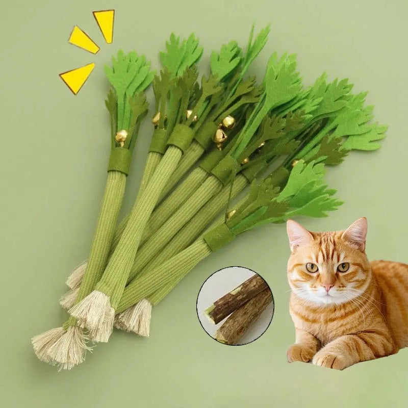 Catnip Molar Stick with Bell — Interactive Self-Play Chew Toy for Cats & Kittens!