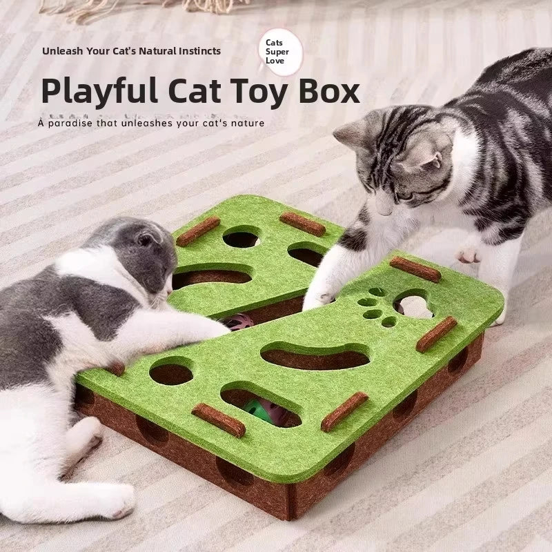 Cat Puzzle Feeder Box with Ball — Slow Feeding & Brain-Boosting Fun for Cats!