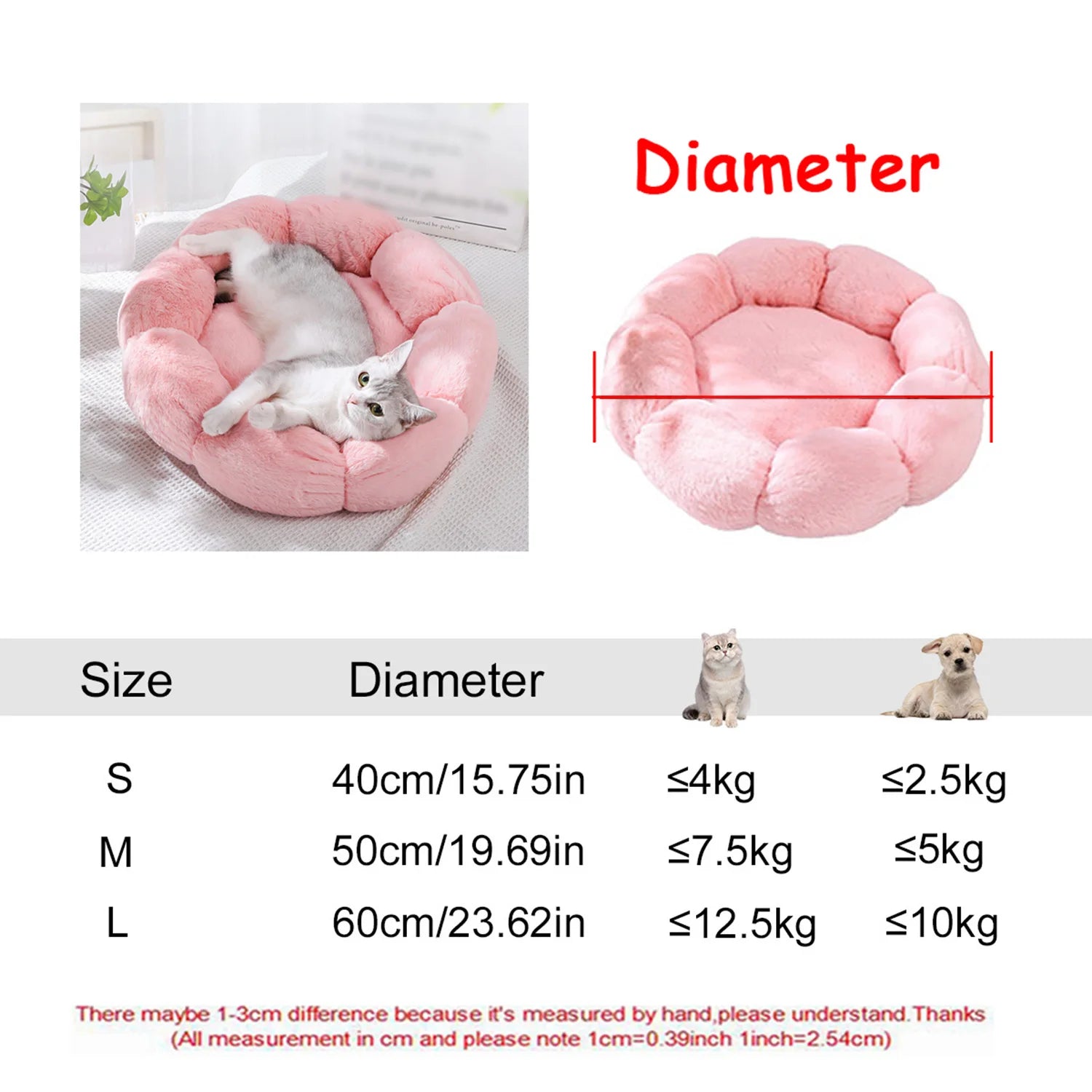 Round Plush Pet Bed — Super Soft Winter Warm Sleeping Bed for Dogs & Cats (6 Sizes, 40-90cm)!