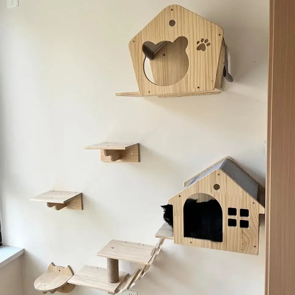 Wooden Cat Climbing Shelves (Wall Mount)