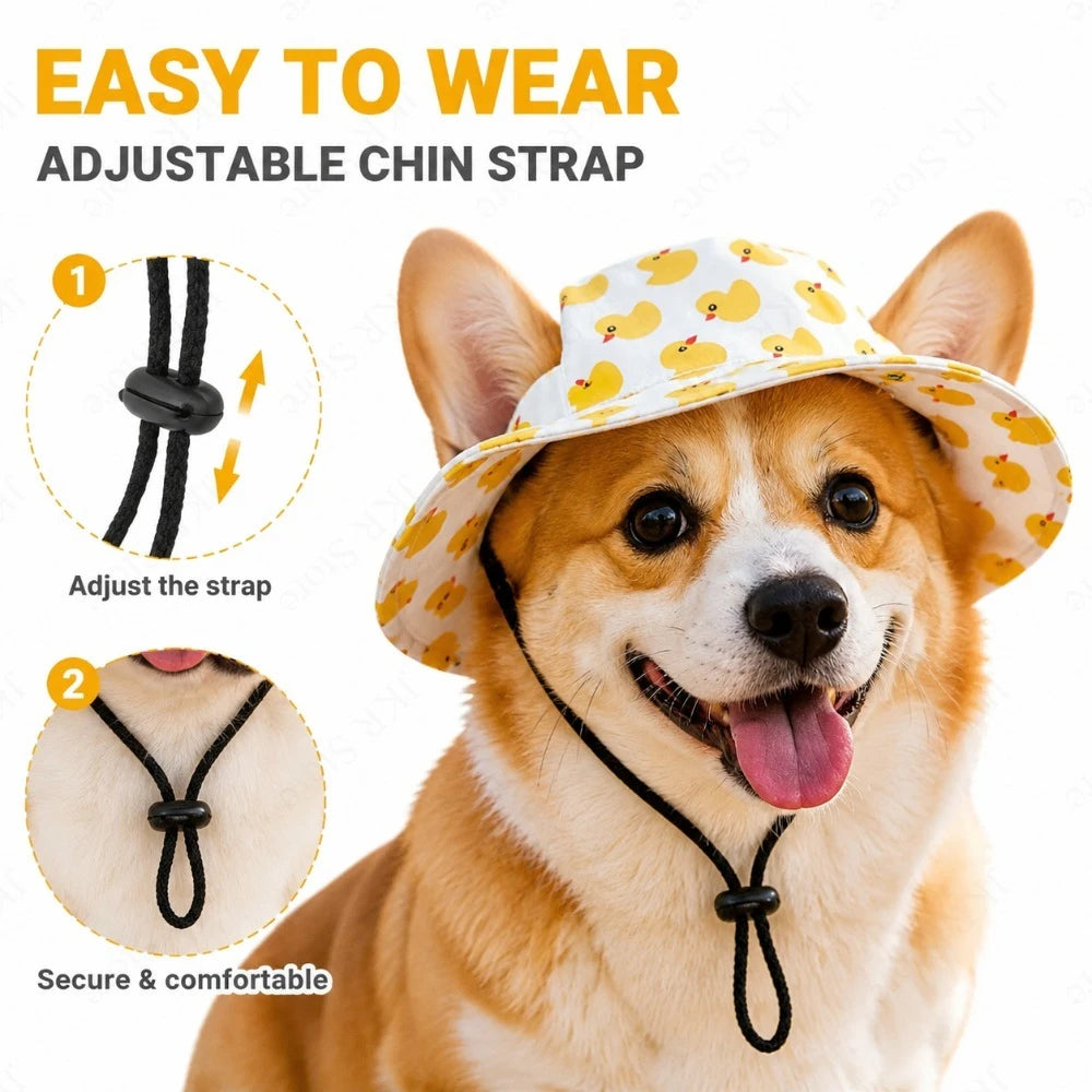 Adjustable Cute Print Dog Hat for Small & Medium Dogs